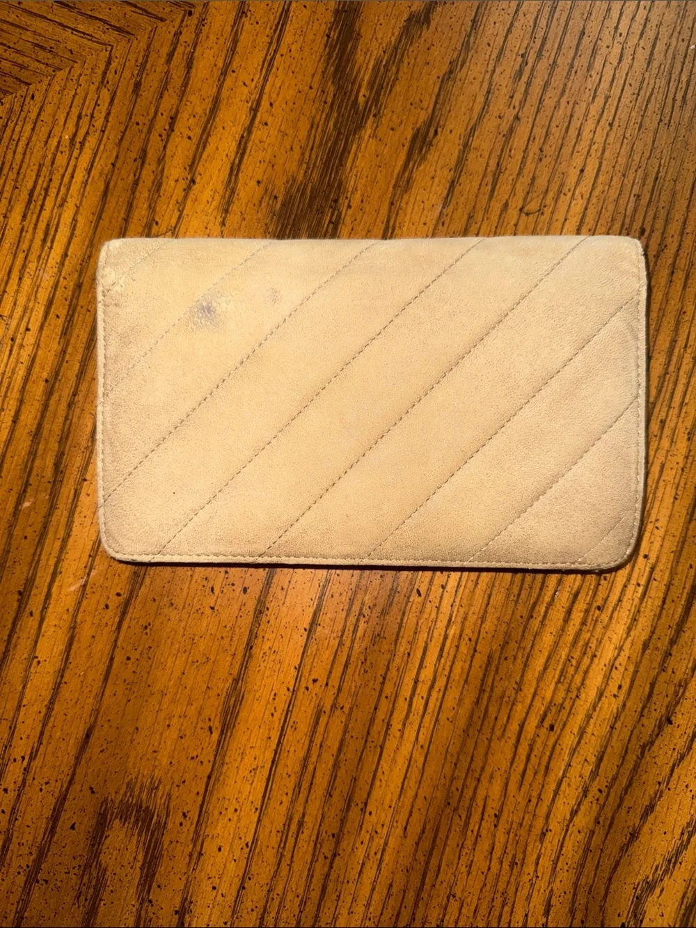 Chanel Quilted suede Wallet . Vintage tan